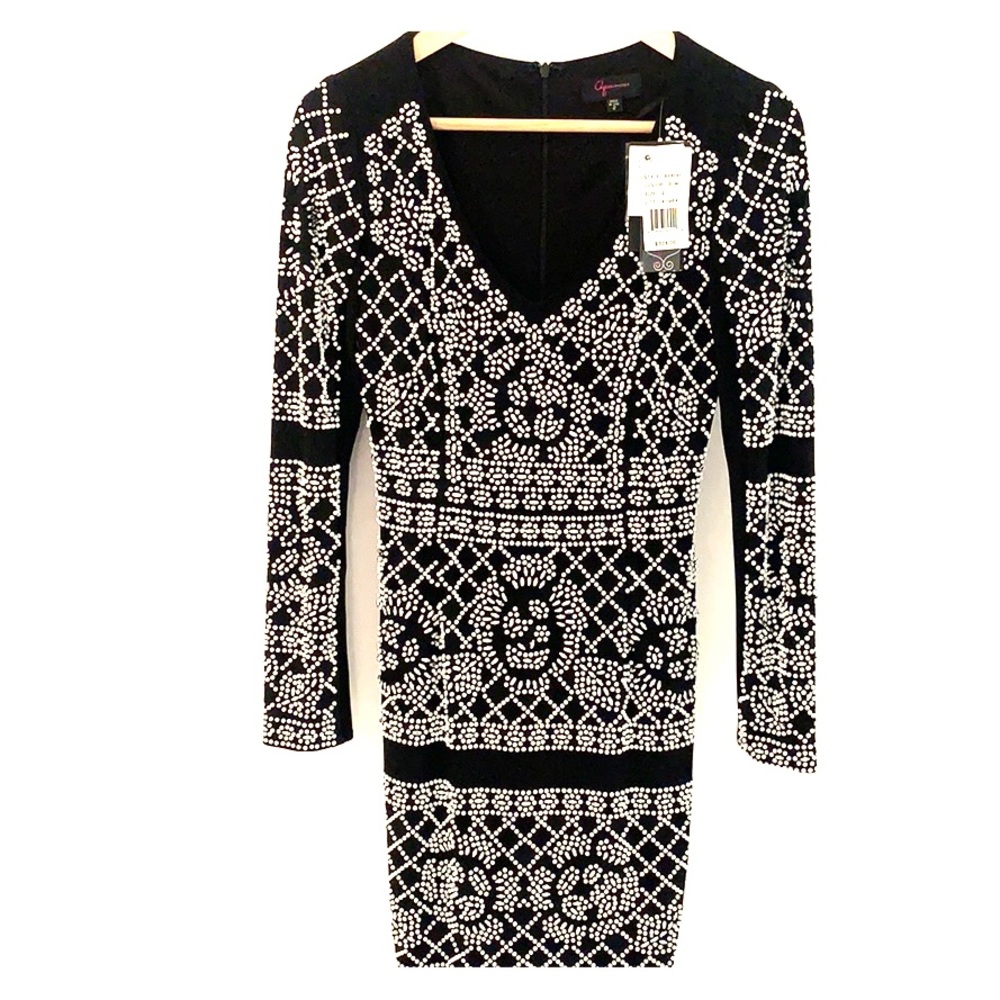 Brand new black and white beaded dress